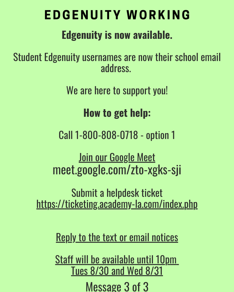 EDGENUITY IS NOW AVAILABLE