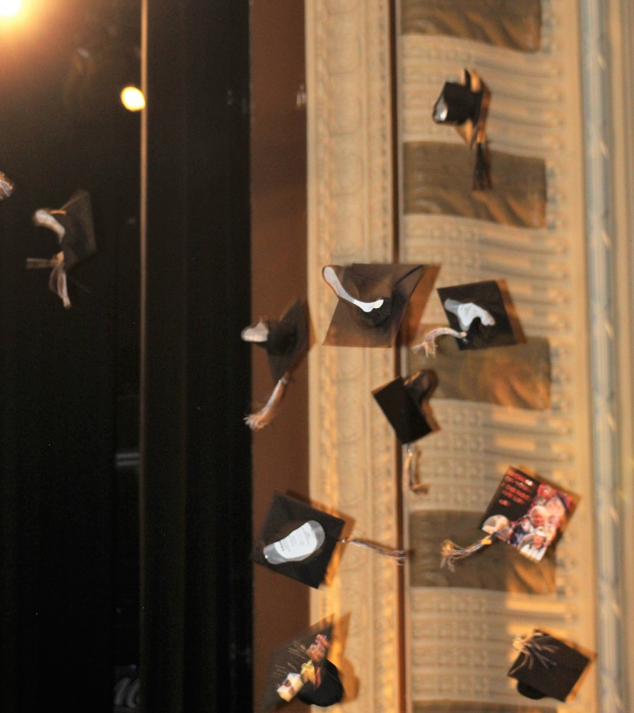 Graduation Caps Being thrown in the air